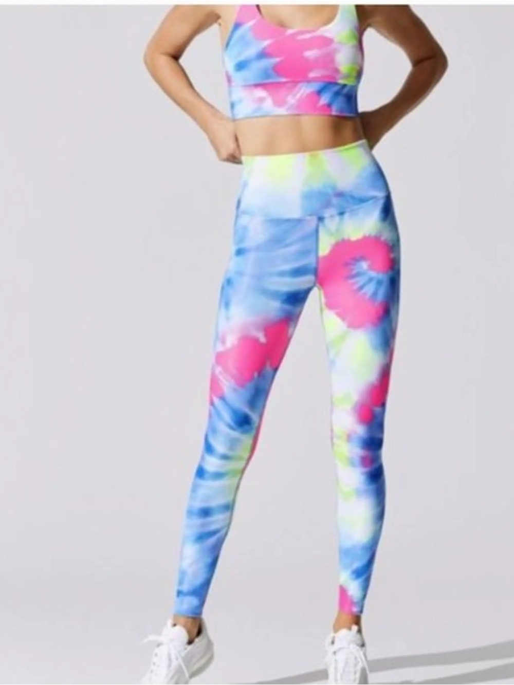 Beach Riot Ayla High Rise Ribbed Leggings in the "Bold Blue Tie Dye"
